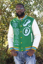 Load image into Gallery viewer, F1026 Product of Poverty Varsity Jacket - Green
