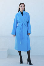 Load image into Gallery viewer, Classic Brushed Cashmere Wool Blend Overcoat in Azure
