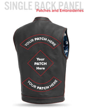 Load image into Gallery viewer, Born Free Men's Leather Motorcycle Leather Vest - Red Stitch
