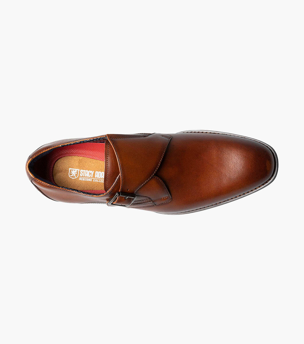 Stacy Adams KARCHER Cognac Plain Toe Monk Strap