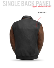 Load image into Gallery viewer, Moto Bomber Two Tone Men's Leather Jacket
