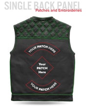Load image into Gallery viewer, Finish Line - Green Checker - Men's Motorcycle Leather Vest
