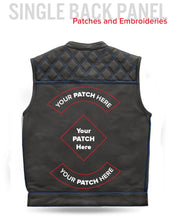 Load image into Gallery viewer, Finish Line - Blue Checker - Men's Motorcycle Leather Vest

