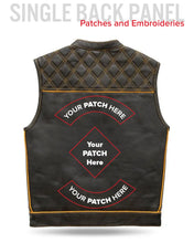 Load image into Gallery viewer, Finish Line - Gold Checker - Men's Motorcycle Leather Vest
