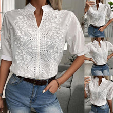 Load image into Gallery viewer, 🌸 Women's V-Neck Stand Collar Embroidered Lace Blouse
