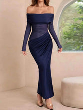 Load image into Gallery viewer, Off-Shoulder Long Sleeve Ruched : Bodycon Maxi Dress
