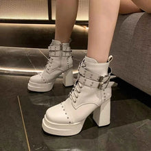 Load image into Gallery viewer, Elegant Round Toe Block : Heels Boots
