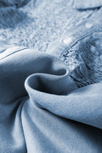 Load image into Gallery viewer, Beau Blue Flutter Sleeve Shirred Button Up Denim Mini Dress
