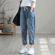 Load image into Gallery viewer, Women's Summer Fashion Ripped Ninth Jeans

