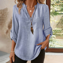Load image into Gallery viewer, Womens Casual Summer Shirts Notch V Neck Blouses
