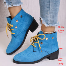 Load image into Gallery viewer, Women's Chunky Heel Pointed-Toe Lace-Up Ankle Boots
