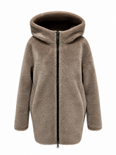 Load image into Gallery viewer, ⇆ Reversible Faux Shearling Hooded Coat
