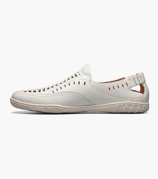 Stacy Adams IBIZA Woven Vamp White Moc Toe Slip On