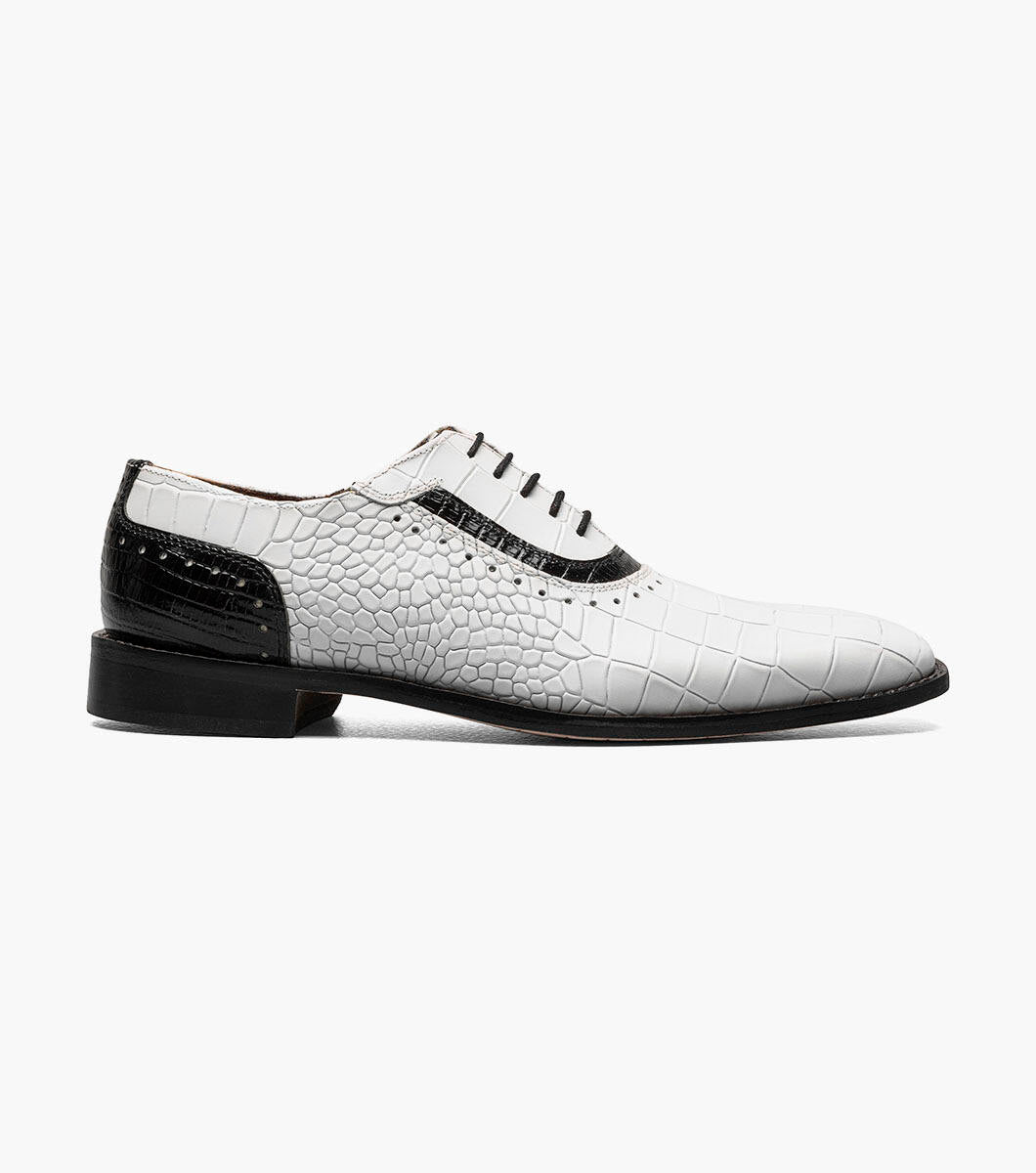 Stacy Adams RICCARDI Black & White Plain Toe Oxford