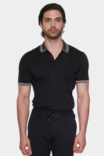 Load image into Gallery viewer, The Mercerized Cotton Polo (Black &amp; Brown Accent)
