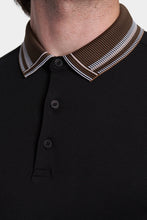 Load image into Gallery viewer, The Mercerized Cotton Polo (Black &amp; Brown Accent)
