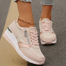 Load image into Gallery viewer, Metallic Lace-Up Side Zipper Thick-Sole Sneakers – 3 Colors EU 37–44
