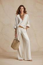 Load image into Gallery viewer, Women's Linen-Style Two-Piece Set – V-Neck Top &amp; Wide-Leg Pants
