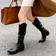 Load image into Gallery viewer, Chunky Heel Suede Riding Boots High Top Women
