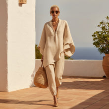 Load image into Gallery viewer, Women's Oversized Cape-Sleeve V-Neck Top &amp; Tapered Jogger Pants Two-Piece Set
