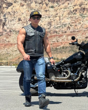 Load image into Gallery viewer, Downside Perforated Men's Motorcycle Leather Vest
