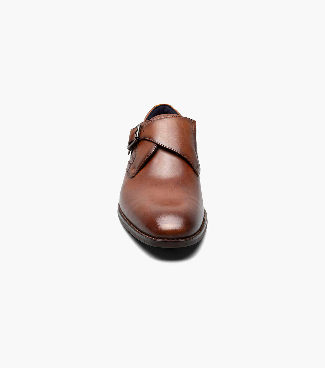 Stacy Adams KARCHER Cognac Plain Toe Monk Strap