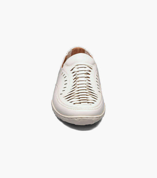 Stacy Adams IBIZA Woven Vamp White Moc Toe Slip On