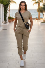 Load image into Gallery viewer, Women's Rolled-Cuff Short-Sleeve T-Shirt &amp; Cropped Drawstring Jogger Set
