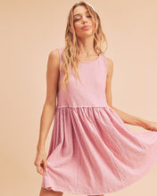 Load image into Gallery viewer, Round Neck Mini Tank Dress For Women – Stylish Everyday Essential, Comfortable Ruched Detail, Versatile Casual Dress for Effortless Looks
