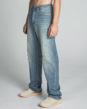 Load image into Gallery viewer, AJ02L RIPPED BLUE THREAD LOOSE JEANS
