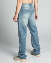Load image into Gallery viewer, AJ02L RIPPED BLUE THREAD LOOSE JEANS
