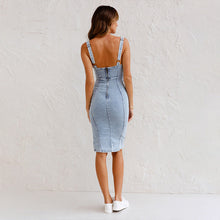 Load image into Gallery viewer, U-neck Suspender Denim Jean Dress Women
