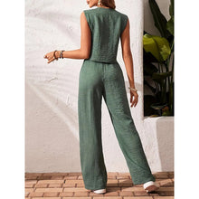 Load image into Gallery viewer, Women’s crop vest blazer wide leg pants set
