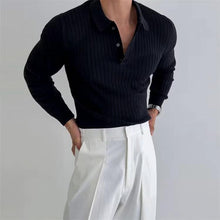 Load image into Gallery viewer, Men's Polo Shirt - Lapel Button Long Sleeve Slim Fit
