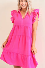 Load image into Gallery viewer, Pink Full Size Ruffle Cap Sleeve Dress Plus Size Elegant &amp; Timeless Classic Design Dress
