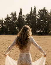 Load image into Gallery viewer, Luxury Long Sleeve Lace Sheer Robe Dress | Bridal Getting Ready &amp; Boudoir Gown
