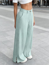 Load image into Gallery viewer, Women's Silky Satin Wide-Leg Trousers – High-Waist Pocket Pants
