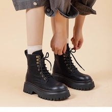 Load image into Gallery viewer, Women's Retro Chunky Heel Mid-Calf Martin Boots – Side Zipper
