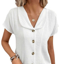Load image into Gallery viewer, 🌞 Women's Summer Solid Color Short-Sleeved Button Cardigan Top
