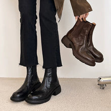 Load image into Gallery viewer, Women’s British-Style Chunky Heel Ankle Boots – Dr. Style Leather Booties for Fall &amp; Winter
