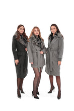 Load image into Gallery viewer, Genuine Silver Fox Cashmere Blend Coat
