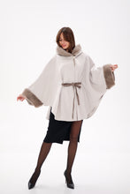 Load image into Gallery viewer, Genuine Mink Fur Double Face Wool Hooded Poncho
