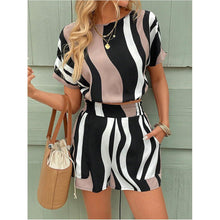 Load image into Gallery viewer, Printed Casual Two-Piece Set – Short Sleeve Top &amp; Shorts
