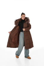 Load image into Gallery viewer, Genuine Silver Fox Fur Trim Down Coat
