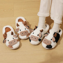 Load image into Gallery viewer, Winter Unisex Cute Cartoon Cow Warm Plush Slippers - # GIAA73610003
