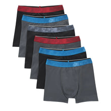 Load image into Gallery viewer, Hanes Boys' Big Performance Tween Boxer Brief Pack, X-Temp Mesh Stretch Underwear, Black, 6-Pack Large Black/Grey - 6 Pack - # BOAA11410003
