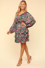 Load image into Gallery viewer, V-Neck Satin Floral Layered Dress – Satin Floral Dress, Layered V-Neck Dress, Elegant Floral Dress, Flowy Satin Dress, Summer Party Dress
