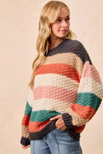 Load image into Gallery viewer, BiBi Stripes Color Block Chunky Sweater
