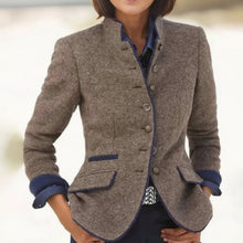 Load image into Gallery viewer, Women’s Color-Block Woolen Jacket – Multi-Button Casual Elegant Coat
