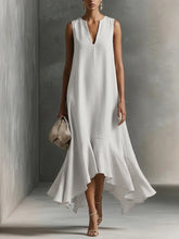 Load image into Gallery viewer, Women's Deep V-Neck Sleeveless Asymmetrical Maxi Dress – Patchwork
